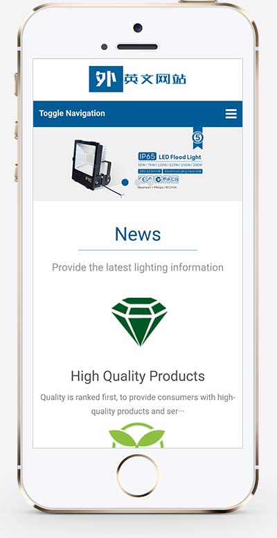 (自适应手机版)LED外贸灯具英文网站模板
